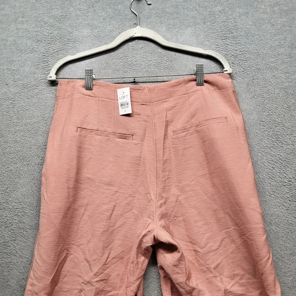 LOFT Women Pants 6 Pink‎ Nylon Rayon Ankle Wide-Leg Button 25